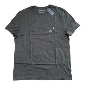 Nautica Gray Short Sleeve Tee Charcoal Heather Anchor Men’s T-Shirt Size Large